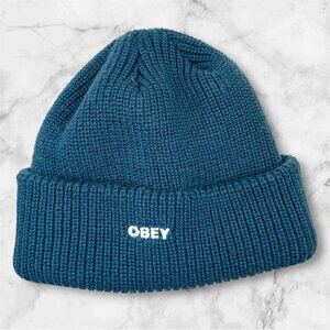 Obey Unisex Teal Blue Ribbed Acrylic Cuffed Beanie